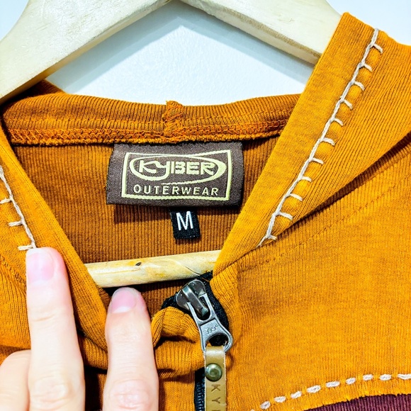 KYBER OUTERWEAR Orange boho patchwork hoodie jacket | Zip-up cotton | Medium * - Picture 7 of 7